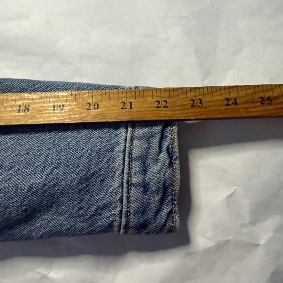 Levis Mens Sherpa Lined Denim Trucker Jean Jacket Blue Button Coat Grunge M - Picture 4 of 8